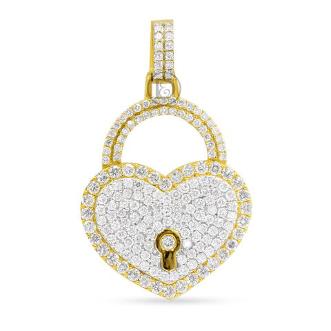 10K Yellow Gold Heart Pendant With 3.00CT Diamonds