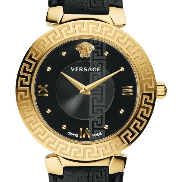 Daphnis Versace Watch w/ Black Calf Leather Strap
