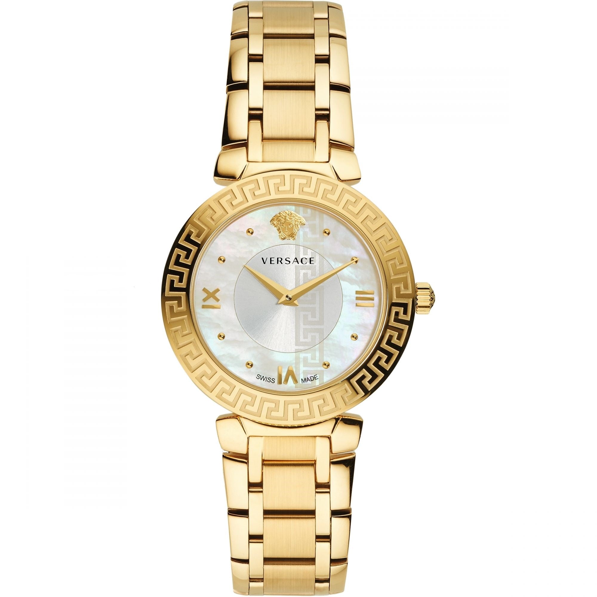 Daphnis Versace Yellow Gold Watch w/ Mother of Pearl Face