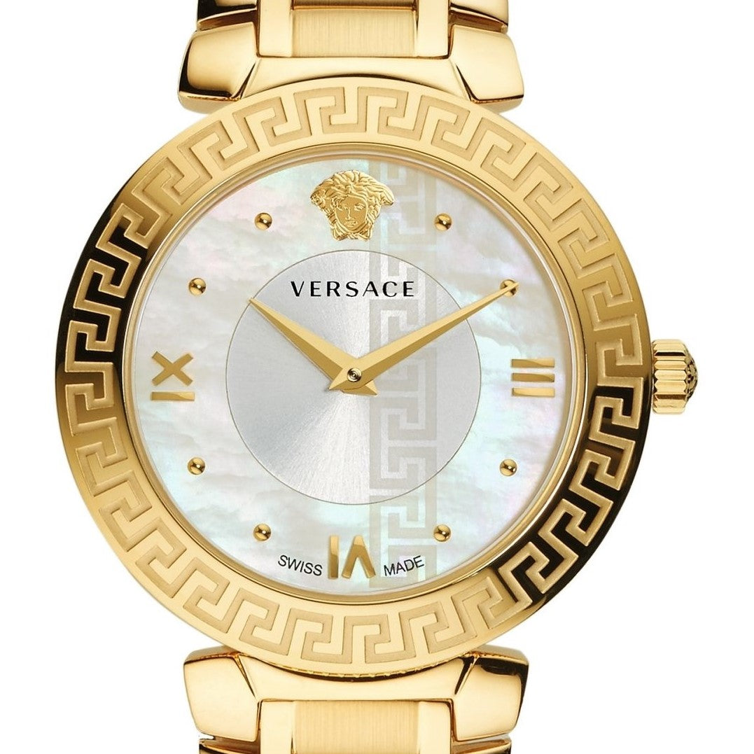Daphnis Versace Yellow Gold Watch w/ Mother of Pearl Face