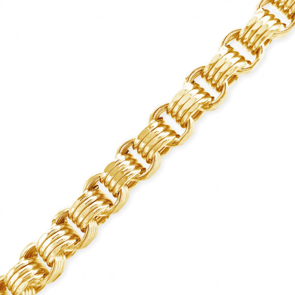 10K Yellow Gold Hollow  Byzantine Turkish Link 22" Necklace