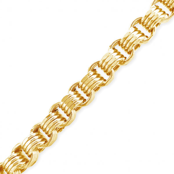 10K Yellow Gold Hollow Byzantine Turkish Link 22" Necklace