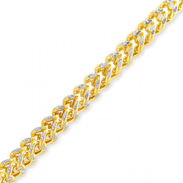 10K Yellow Gold Two-Tone Semi Solid  Franco Chain