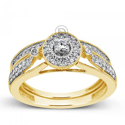 Diamond Halo Engagement Ring .33 CTW Round Cut 14K White Gold