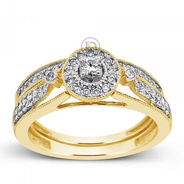 Diamond Halo Engagement Ring .33 CTW Round Cut 14K White Gold
