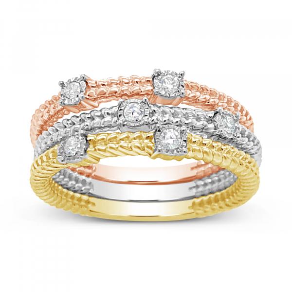 3-Piece Fashion Diamond Bands .10 CTW Round Cut 10K White Gold